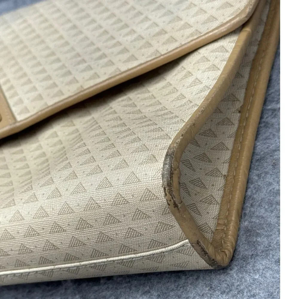 Liz Claiborne 1984 Vintage Tan Triangle Envelope Fold Over Shoulder Purse